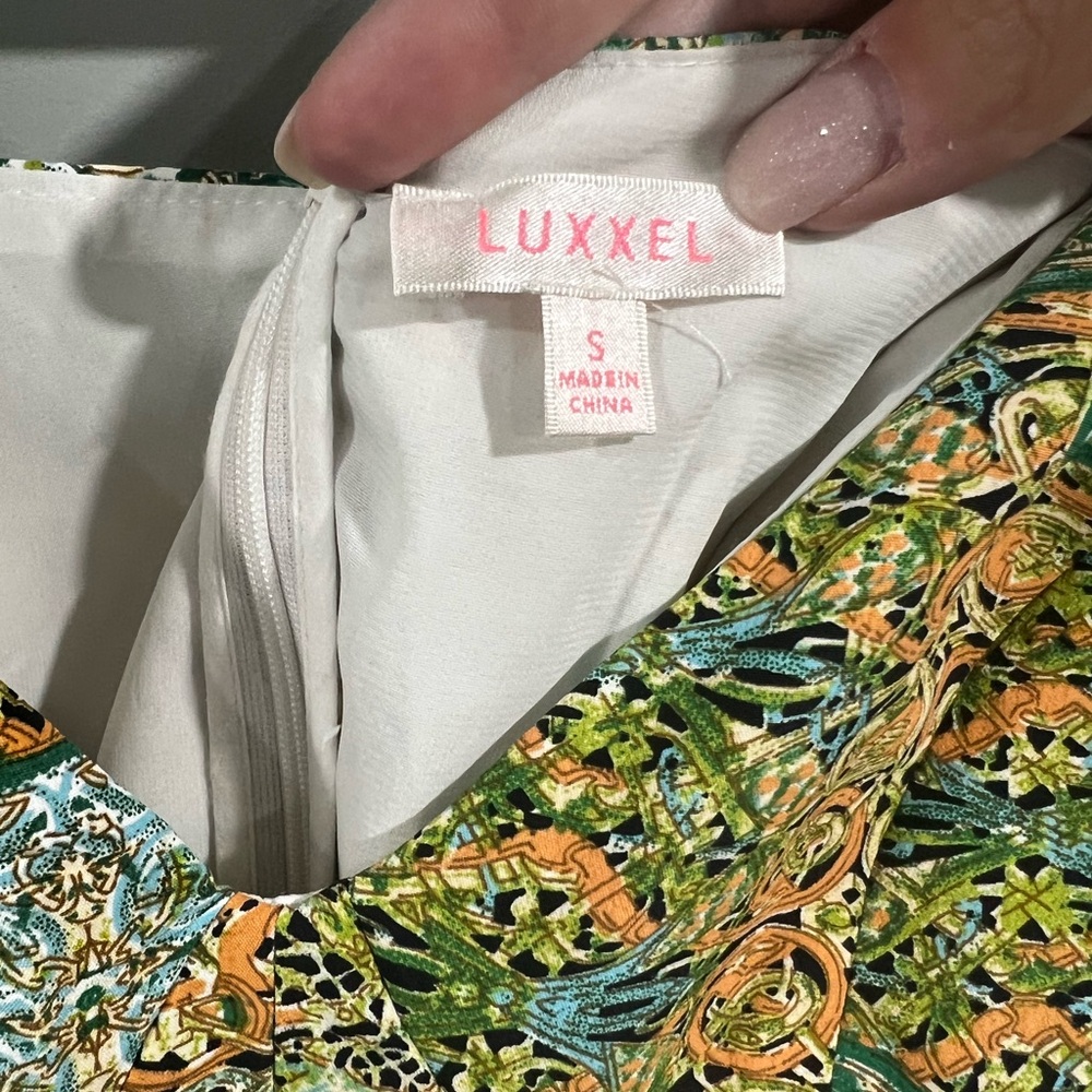 Luxxel Green & Orange Boho Floral Mini Dress Size S - Picture 3 of 3